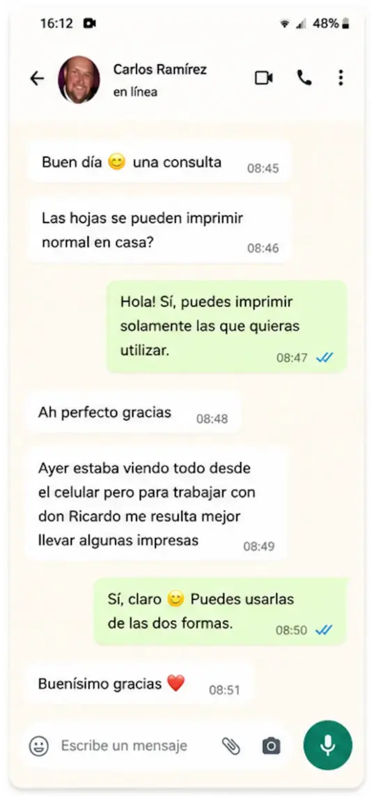 Testimonio de una usuaria del material