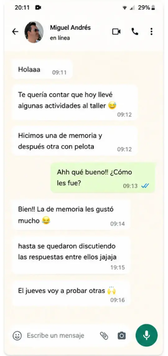 Testimonio de una usuaria del material